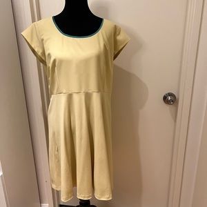 Yellow Cap Sleeve Summer Dress with Green Piping